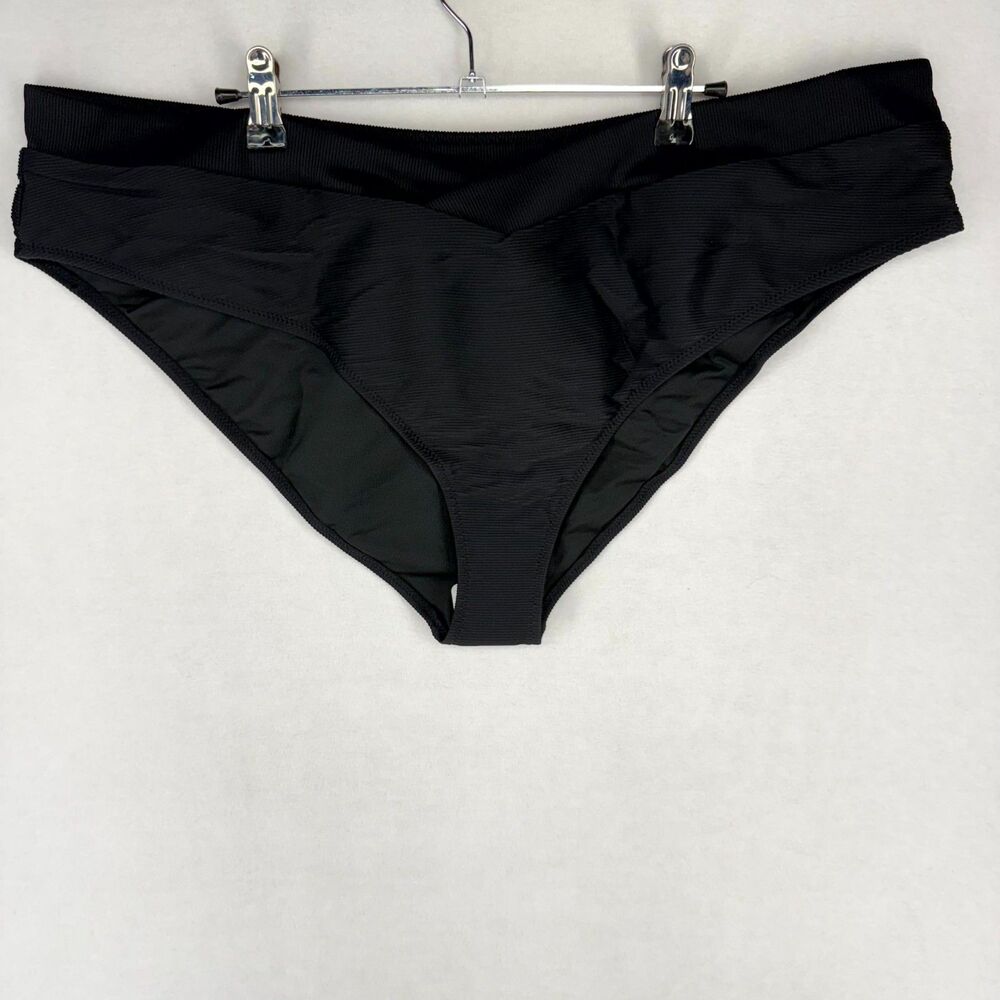 J.Crew Ribbed‎ High-Rise Cheeky Bikini Bottom Black Ladies Size 3X NEW BE812 BLA